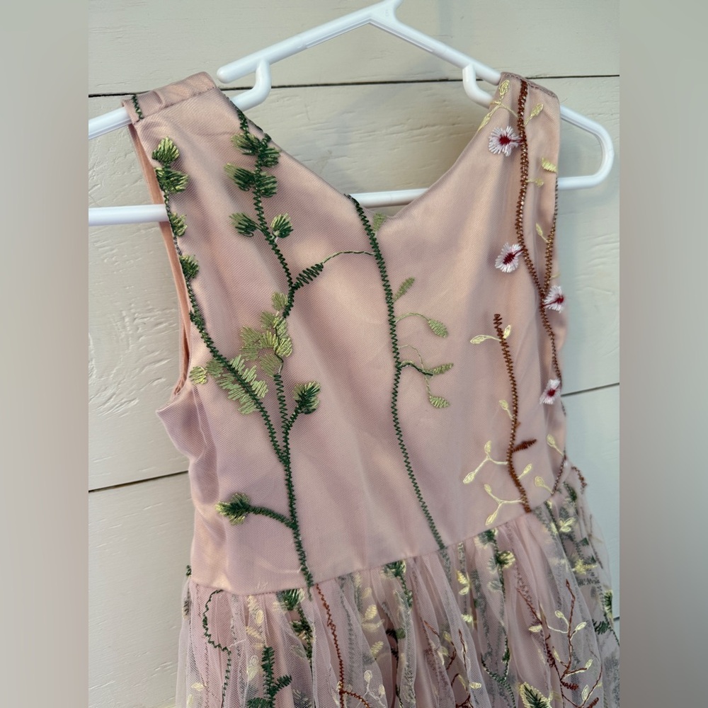 Floral Embroidered Pink Flower Girl Dress 4T - Picture 6 of 14